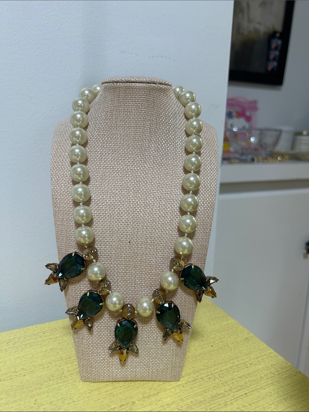 J. Crew Cream Pearl Gemstone Statement Vintage Necklace NWT